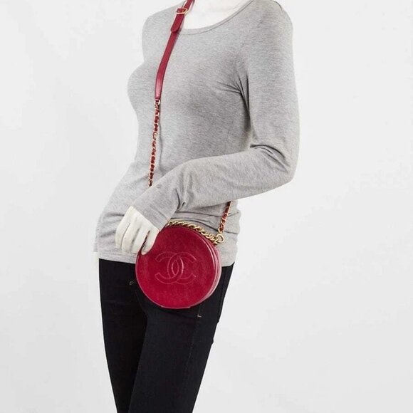 Chanel Red Calfskin Leather Round As Earth Bag - Picture 2 of 12